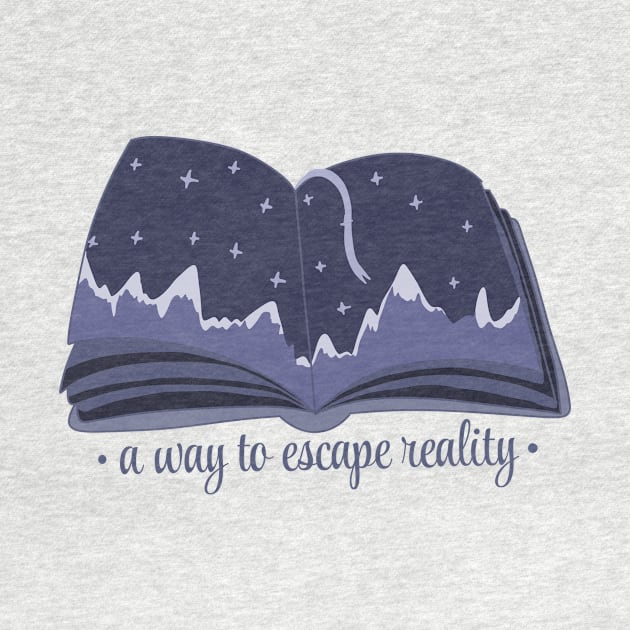 A way to escape reality blue book with stars and mountains panorama (a design for readers) by loulou-artifex